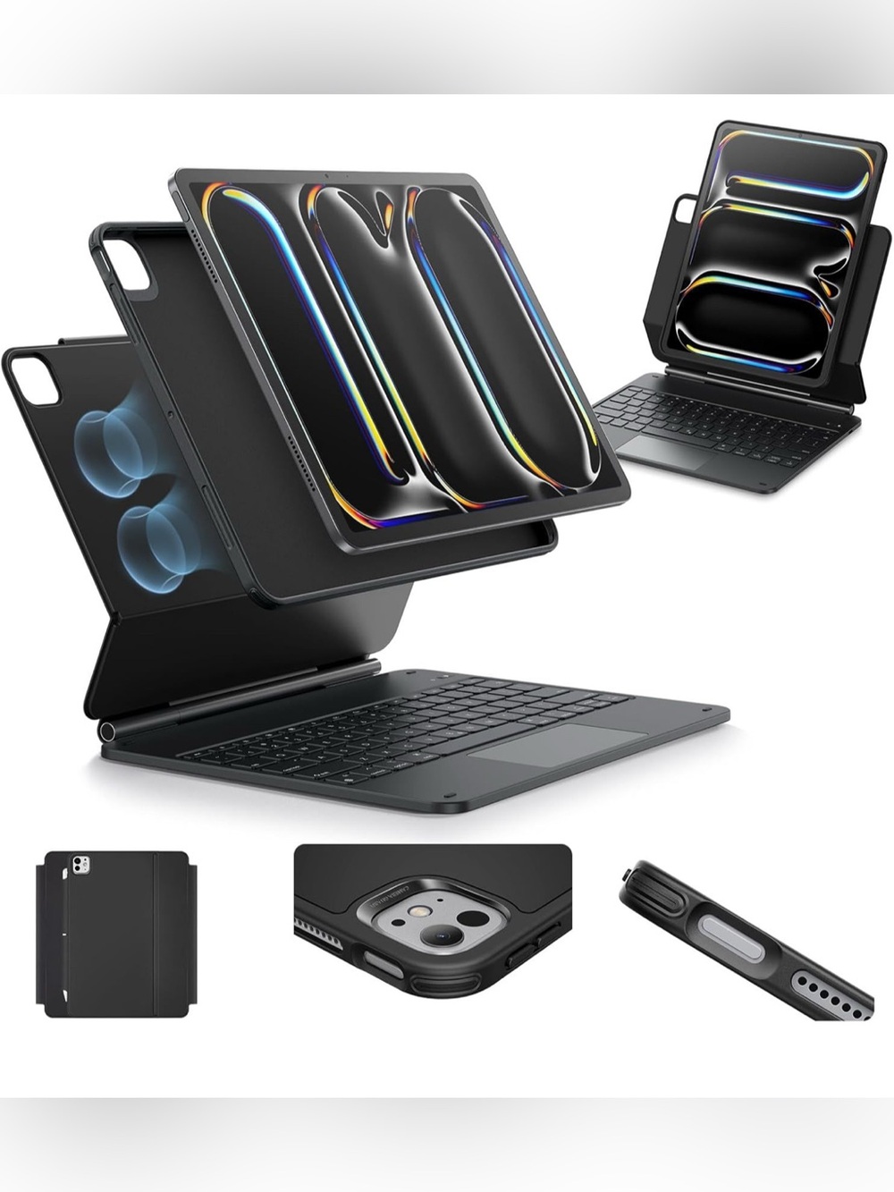 ESR Rebound Magnetic Keyboard Case 360 iPad Pro 13 M4 2024 Bluetooth Cover Black